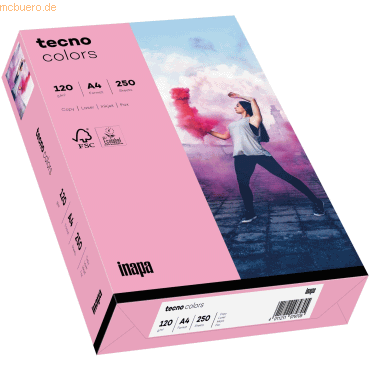 Inapa Multifunktionspapier tecno colors A4 120 g/qm VE=250 Blatt rosa von Inapa