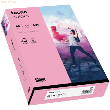 Inapa Multifunktionspapier tecno colors A4 80g/qm VE=500 Blatt rosa von Inapa