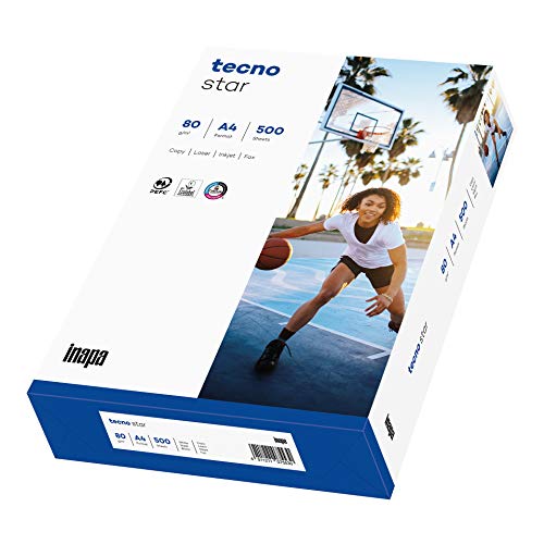 inapa Drucker-/Kopierpapier tecno Star: 80 g/m², DIN-A4, 500 Blatt, weiß – Allround-Papier inapa Drucker-/Kopierpapier tecno Star: 80 g/m², DIN-A4, 500 Blatt, weiß – Allround-Papier von Inapa