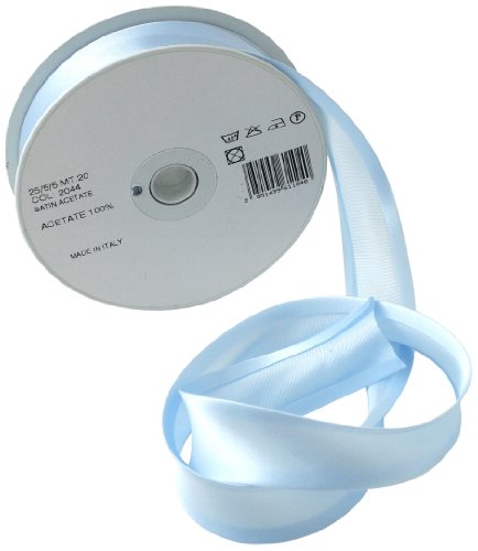 Inastri 25/5/5 mm Azetat-Satin Schrägband, himmelblau 2044 von Inastri