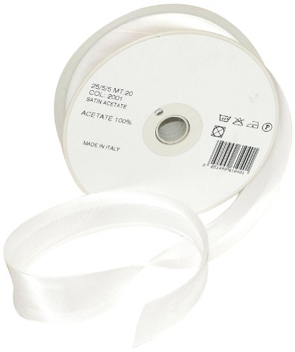 Inastri 25/5/5 mm Azetat-Satin Schrägband, weiß 2001 Inastri 25/5/5 mm Azetat-Satin Schrägband, weiß 2001 von Inastri