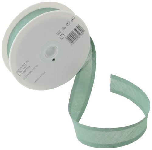 Inastri 25/5/5 mm Baumwollschrägband, salbeigrün von Inastri
