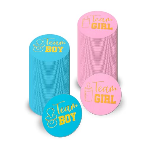 120 Stück Team Boy Team Girl Gender Reveal Aufkleber, Gender Reveal Abstimmungsaufkleber, Babyparty-Aufkleber, Etikett für Gastgeschenke, Goldfolie, Party-Einladungszubehör, Dekoration, 4 cm von Incauca