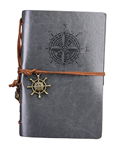 Tagebuch - Notizbuch - Piraten - Nautisch - Weiße Seiten - Kunstleder - Leder - Weinlese - Grau von Inception Pro Infinite
