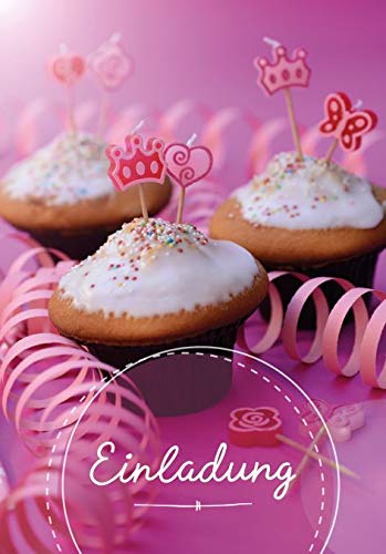Kindergeburtstagseinladungen Mädchen / Muffins mit Kerzen in Krönchenform / pink von Inconnu