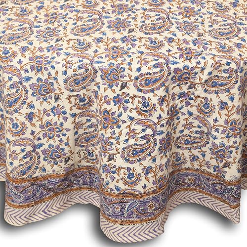 India Arts Tischdecke mit Handblockdruck, rund, 183 cm, 100 % Baumwolle, Blumenmuster, für Küche, Esszimmer, Hochzeiten, Urlaub, Party, Restaurant, Sommer/Herbst/Winter, Heimdekoration India Arts Tischdecke mit Handblockdruck, rund, 183 cm, 100 % Baumwolle, Blumenmuster, für Küche, Esszimmer, Hochzeiten, Urlaub, Party, Restaurant, Sommer/Herbst/Winter, Heimdekoration von India Arts