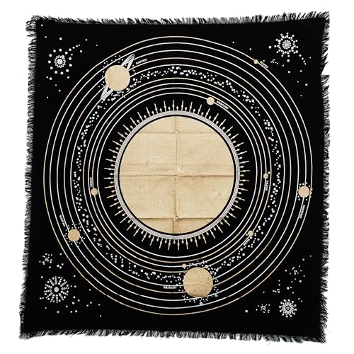 Indian Consigners Altar Sonnensystem, Sonne, Stern und Mond, Universum, Premium-Hexerei, Alter Tarot-Spreiztuch, Wicca, quadratisch, spirituell, 91,4 x 91,4 cm, heilig (Sonnensystem) von Indian Consigners