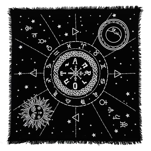 Indian Consigners 12 Konstellation Tierkreis Astrologie Universum Altar Tuch Hexerei Hexerei Tischdecke Ändern Heilig Tischtuch Spirituell Buchstabieren 18" (12 Sternbild Silber) von Indian Consigners