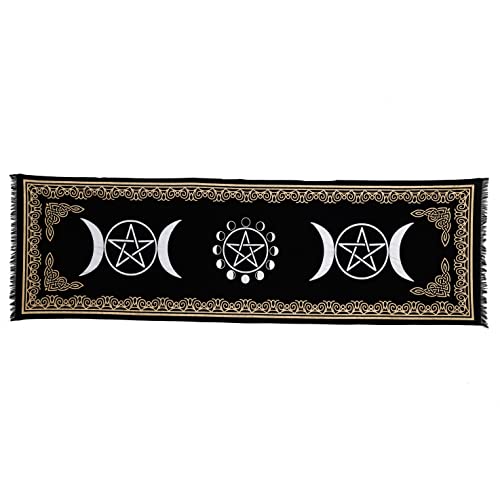 Indian Consigners Altartuch, Hexerei, Mondphasen, Dreifachmond, lange Rechteck Tischdecke aus 100% Baumwolle, Schwarz, 22 Zoll x 72 Zoll, Modern, Fringed, Okkult, Für alle Anlässe geeignet, Esstisch Indian Consigners Altartuch, Hexerei, Mondphasen, Dreifachmond, lange Rechteck Tischdecke aus 100% Baumwolle, Schwarz, 22 Zoll x 72 Zoll, Modern, Fringed, Okkult, Für alle Anlässe geeignet, Esstisch von Indian Consigners