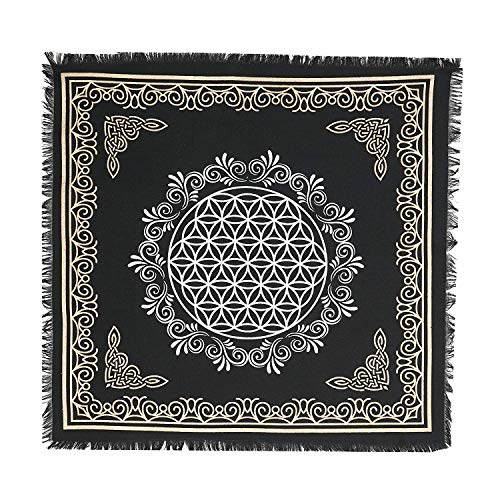 Indian Consigners Blume des Lebens geometrisch Altar Tuch Hexerei Hexerei Tischdecke Ändern Heilig Tischtuch Spirituell Buchstabieren 36"(Blume des Lebens Gold Silber) von Indian Consigners