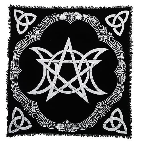 Indian Consigners Dreifacher Mond Pentagramm Triquetra Altar Tuch Hexerei Hexerei Tischdecke Ändern Heilig Tischtuch Spirituell Buchstabieren36(Triple Moon Pentagram Triquetra Silber) von Indian Consigners