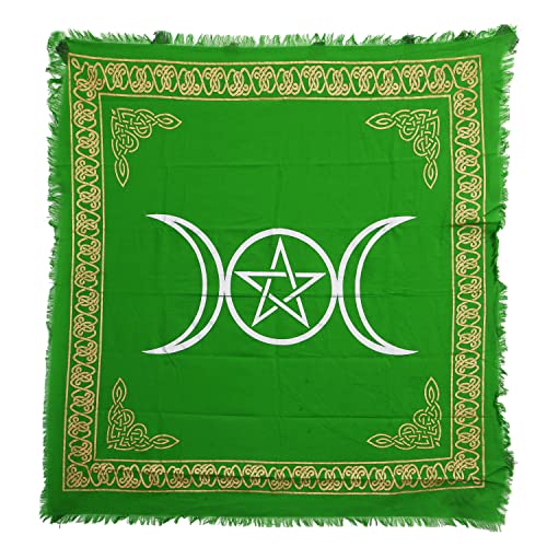 Indian Consigners Grünes dreifaches Mondpentagramm Altar Tuch Hexerei Hexerei Tischdecke Ändern Heilig Tischtuch Spirituell Buchstabieren Hexe Tarot-Spread 18" (Parot Green, 45 x 45 CMS / 18x18 Zoll) Indian Consigners Grünes dreifaches Mondpentagramm Altar Tuch Hexerei Hexerei Tischdecke Ändern Heilig Tischtuch Spirituell Buchstabieren Hexe Tarot-Spread 18" (Parot Green, 45 x 45 CMS / 18x18 Zoll) von Indian Consigners
