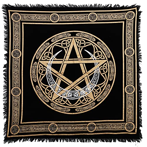 Indian Consigners Halbmond-Pentagramm-Stern-Mond Altar Tuch Hexerei Hexerei Tischdecke Ändern Heilig Tischtuch Spirituell Buchstabieren 36"(Halbmond Pentagramm Gold Silber) von Indian Consigners