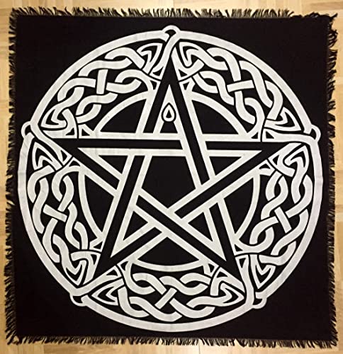 Indian Consigners Keltische Pentagrammknoten Altar Tuch Hexerei Hexerei Tischdecke Ändern Heilig Tischtuch Spirituell Buchstabieren 18"(Keltisches Pentagramm Silber) von Indian Consigners