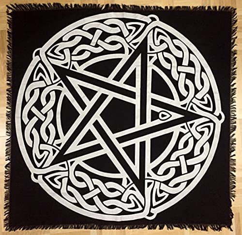 Indian Consigners Keltische Pentagrammknoten Altar Tuch Hexerei Hexerei Tischdecke Ändern Heilig Tischtuch Spirituell Buchstabieren 36"(Keltisches Pentagramm Silber) von Indian Consigners