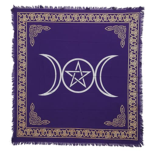 Indian Consigners Lila Dreifachmond-Pentagramm Altar Tuch Hexerei Hexerei Tischdecke Ändern Heilig Tischtuch Spirituell Buchstabieren Hexe Tarot-Spread 18" (Lila, 45 x 45 CMS / 18x18 Zoll) von Indian Consigners