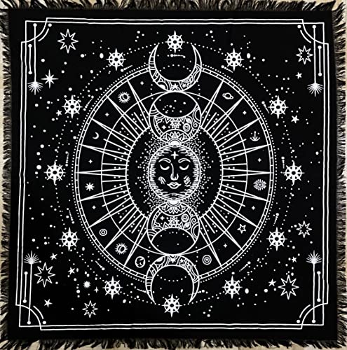 Indian Consigners Moon Phases Altar Cloth Celestical Tarot Deck Alter Square Wall Hanging Tablecloth Sacred Place Home Décor Moon Faces von Indian Consigners