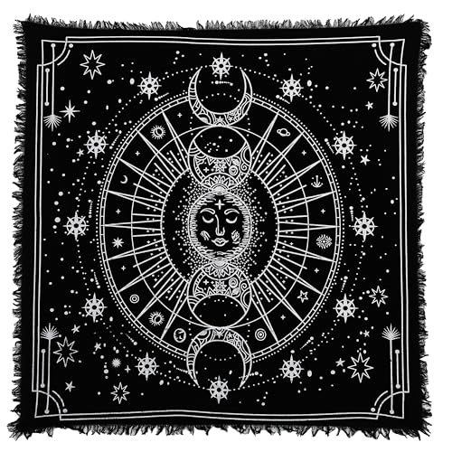 Indian Consigners Moon Phases Altar Cloth Celestical Tarot Deck Alter Square Wall Hanging Tablecloth Sacred Place Home Décor Moon Faces von Indian Consigners