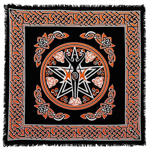 Indian Consigners Pentagramm der dreifachen Mondgöttin Altar Tuch Hexerei Hexerei Tischdecke Ändern Heilig Tischtuch Spirituell Buchstabieren 36"(Orange Göttin Pentagramm) von Indian Consigners