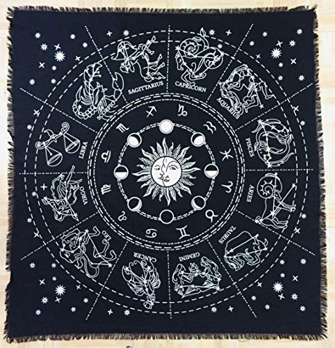 Indian Consigners Sternzeichen Astrologie Sonnenzeichen Altar Tuch Hexerei Hexerei Tischdecke Ändern Heilig Tischtuch Spirituell Buchstabieren 18"(Zodiac Silber) von Indian Consigners
