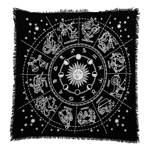 Indian Consigners Sternzeichen Astrologie Sonnenzeichen Altar Tuch Hexerei Hexerei Tischdecke Ändern Heilig Tischtuch Spirituell Buchstabieren 18"(Zodiac Silber) von Indian Consigners