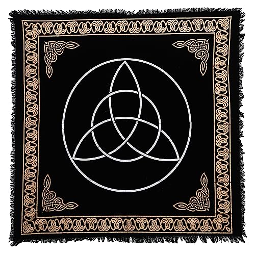 Indian Consigners Triquetra Altar Tuch Hexerei Hexerei Tischdecke Ändern Heilig Tischtuch Spirituell Buchstabieren 36" (Triquetra Gold Silber) von Indian Consigners