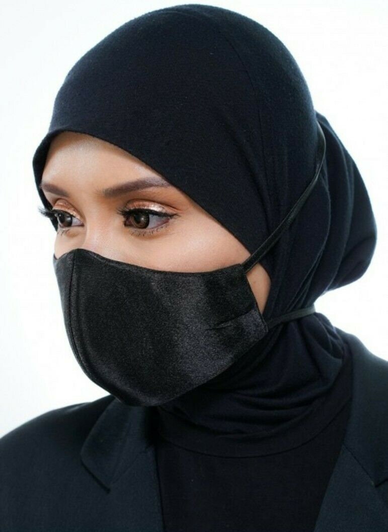 Seide Gesichtsmaske Wende Maske Dreilagig, Wiederverwendbare Maske, Handgemachte Schwarz Wendemaske Hijab Freundliche Weihnachtsmaske von IndianSuperStore
