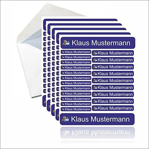 INDIGOS UG® 287 Namensaufkleber - blau - Set groß mittel klein - Aufkleber für Feststoffe, Wäscheetiketten, Spülmaschine - Waschmaschine geeignet - individuell Schule Kindergarten KITA Kinder von Indigos