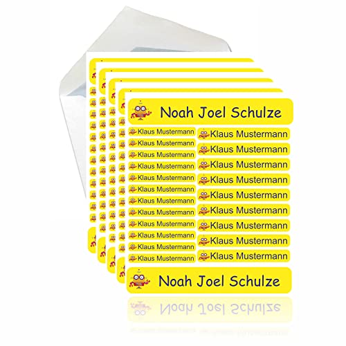 INDIGOS UG® 287 Namensaufkleber - gelb - Set groß mittel klein - Aufkleber für Feststoffe, Wäscheetiketten, Spülmaschine - Waschmaschine geeignet - individuell Schule Kindergarten KITA Kinder von Indigos