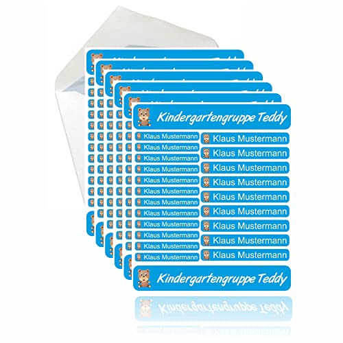 INDIGOS UG® 287 Namensaufkleber - hellblau - Set groß mittel klein - Aufkleber für Feststoffe, Wäscheetiketten, Spülmaschine - Waschmaschine geeignet - individuell Schule Kindergarten KITA Kinder von Indigos