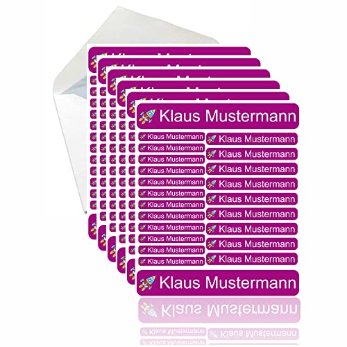 INDIGOS UG® 287 Namensaufkleber - lila - Set groß mittel klein - Aufkleber für Feststoffe, Wäscheetiketten, Spülmaschine - Waschmaschine geeignet - individuell Schule Kindergarten KITA Kinder von Indigos