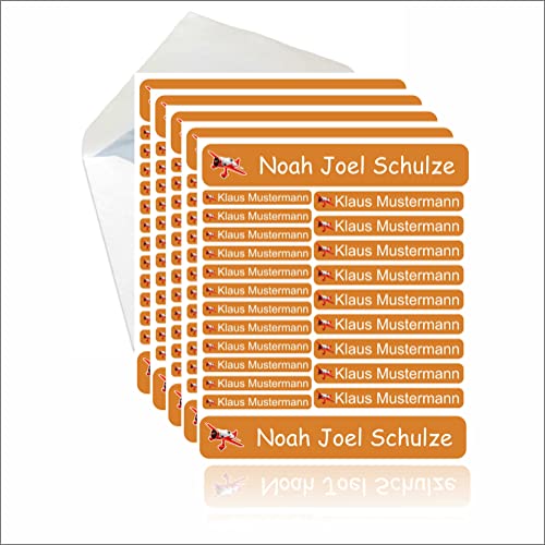 INDIGOS UG® 287 Namensaufkleber - orange - Set groß mittel klein - Aufkleber für Feststoffe, Wäscheetiketten, Spülmaschine - Waschmaschine geeignet - individuell Schule Kindergarten KITA Kinder von Indigos