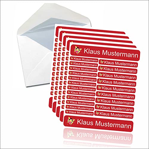 INDIGOS UG® 287 Namensaufkleber - rot - Set groß mittel klein - Aufkleber für Feststoffe, Wäscheetiketten, Spülmaschine - Waschmaschine geeignet - individuell Schule Kindergarten KITA Kinder von Indigos