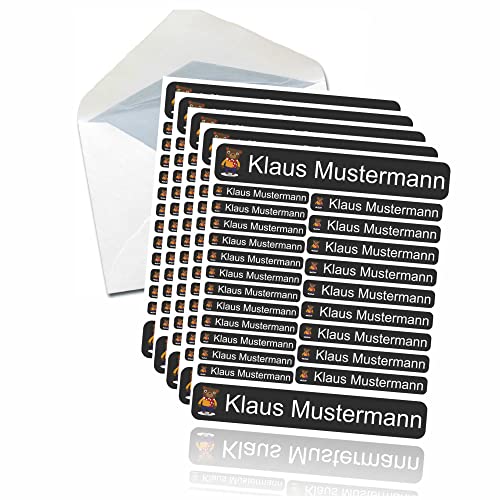 INDIGOS UG® 287 Namensaufkleber - schwarz - Set groß mittel klein - Aufkleber für Feststoffe, Wäscheetiketten, Spülmaschine - Waschmaschine geeignet - individuell Schule Kindergarten KITA Kinder von Indigos