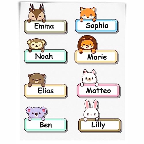 INDIGOS UG - 48 Namensaufkleber Kinder - Set 3-50x ca. 30mm - Niedliche Tierbabys - Cartoon - selbstklebend - individuell personalisiert - für Schule - Kindergarten Stifte, Federmappe, Lineale INDIGOS UG - 48 Namensaufkleber Kinder - Set 3-50x ca. 30mm - Niedliche Tierbabys - Cartoon - selbstklebend - individuell personalisiert - für Schule - Kindergarten Stifte, Federmappe, Lineale von Indigos