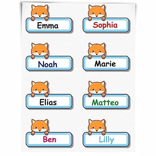 INDIGOS UG - 96 Namensaufkleber Kinder - Fuchs - 50x ca. 30mm - Niedliche Tierbabys - Cartoon - selbstklebend - individuell personalisiert - für Schule - Kindergarten Stifte, Federmappe, Lineale INDIGOS UG - 96 Namensaufkleber Kinder - Fuchs - 50x ca. 30mm - Niedliche Tierbabys - Cartoon - selbstklebend - individuell personalisiert - für Schule - Kindergarten Stifte, Federmappe, Lineale von Indigos