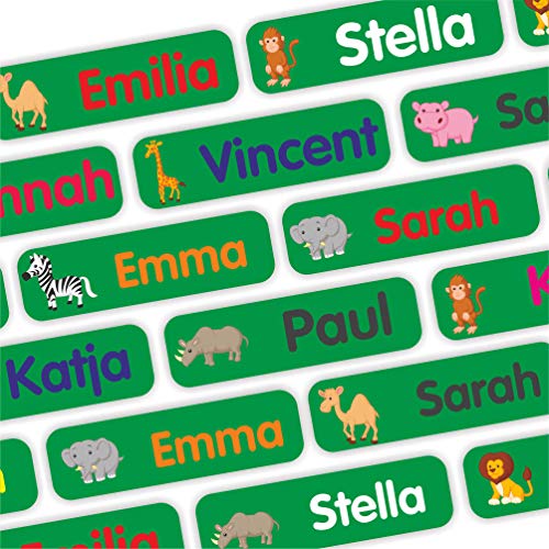 INDIGOS UG Namensetiketten Kinder für Kleidung - ab 35 Stück, 35x10mm - Afrika - grün - Namensschilder Wäscheetiketten & feste Dinge, Namensaufkleber Kinder, ideal für Schule, Kindergarten INDIGOS UG Namensetiketten Kinder für Kleidung - ab 35 Stück, 35x10mm - Afrika - grün - Namensschilder Wäscheetiketten & feste Dinge, Namensaufkleber Kinder, ideal für Schule, Kindergarten von INDIGOS UG