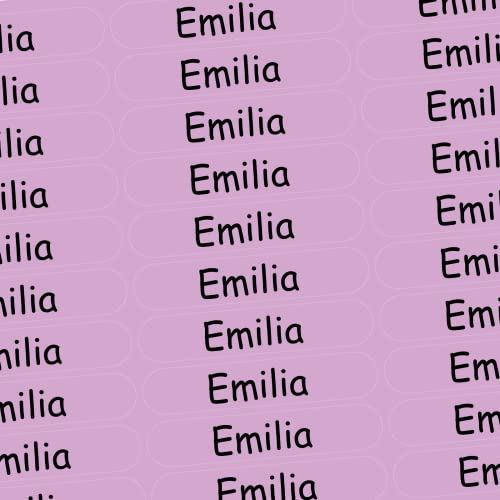 Namensaufkleber - Emilia - rosa - 150 Stück - 36x7 mm mit dem Namen Ihrer Tochter - Mädchen - für Schule, Kindergarten, Hefte, Bücher - Stifte, Federmappe, Lineale - personalisiert von INDIGOS