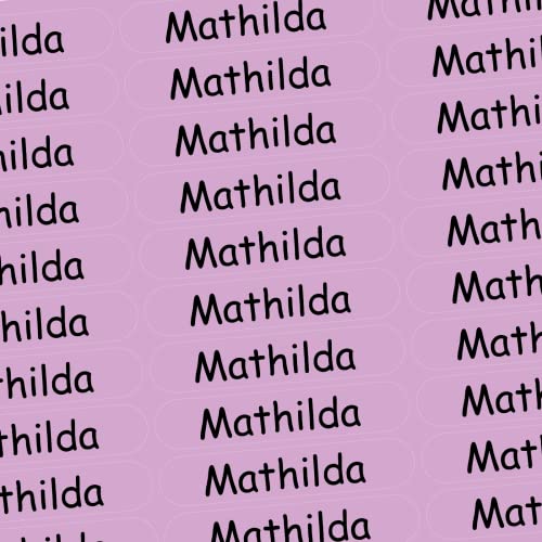 Namensaufkleber - Mathilda - rosa - 150 Stück - 36x7 mm mit dem Namen Ihrer Tochter - Mädchen - für Schule, Kindergarten, Hefte, Bücher - Stifte, Federmappe, Lineale - personalisiert von INDIGOS
