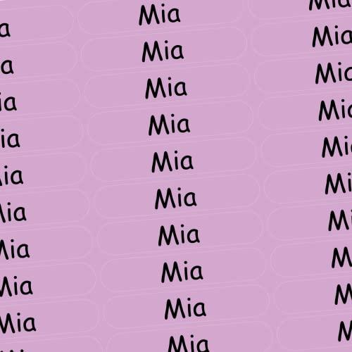 Namensaufkleber - Mia - rosa - 150 Stück - 36x7 mm mit dem Namen Ihrer Tochter - Mädchen - für Schule, Kindergarten, Hefte, Bücher - Stifte, Federmappe, Lineale - personalisiert von INDIGOS