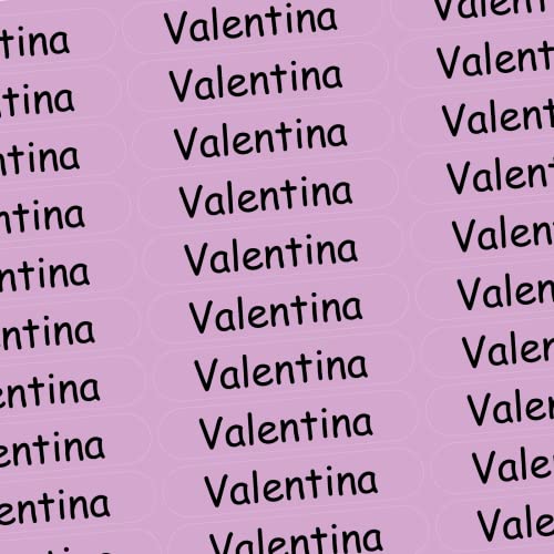 Namensaufkleber - Valentina - rosa - 150 Stück - 36x7 mm mit dem Namen Ihrer Tochter - Mädchen - für Schule, Kindergarten, Hefte, Bücher - Stifte, Federmappe, Lineale - personalisiert von INDIGOS