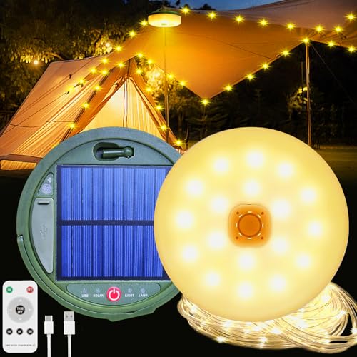 Solar Camping Lichterkette Aufrollbar, 10M LED Lichterkette Camping mit Fernsteuerung und USB Wiederaufladbar, 8 Beleuchtungsmodi, Tragbare Wasserdicht Solar Campinglampe für Camping Wandern Garten Solar Camping Lichterkette Aufrollbar, 10M LED Lichterkette Camping mit Fernsteuerung und USB Wiederaufladbar, 8 Beleuchtungsmodi, Tragbare Wasserdicht Solar Campinglampe für Camping Wandern Garten von Indmird