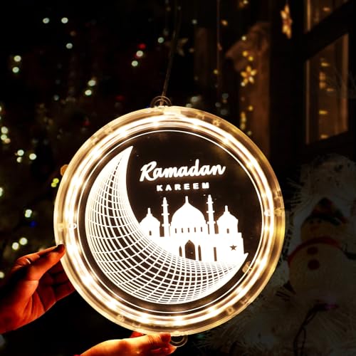 Indrnif Eid Ramadan Lichterkette, LED Muslim Ramadan Lichter,Eid Ramadan Dekoratives Licht, Mond und Schloss Islam Mubarak Dekoration Lichter, Islamische Muslime Festliche Partys Drinnen und Draußen von Indrnif