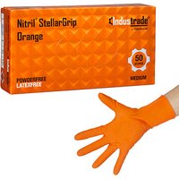 Industrade® unisex Einmalhandschuhe Nitril® StellarGrip Orange orange Größe M, 50 St. von Industrade®