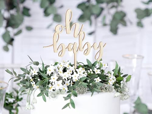 Tortenaufsatz aus Holz mit Aufschrift "Oh Baby Shower" Tortenaufsatz aus Holz mit Aufschrift "Oh Baby Shower" von Inevitable Party