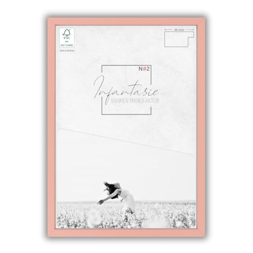 Infantasie 'N°2' Bilderrahmen 21x21 handgefertigt nach Maß | Rosa Pastell | MDF Holz-Design Collage Rahmen inkl. Kunstglas und Metall Aufhänger (Querformat & Hochformat) von Infantasie