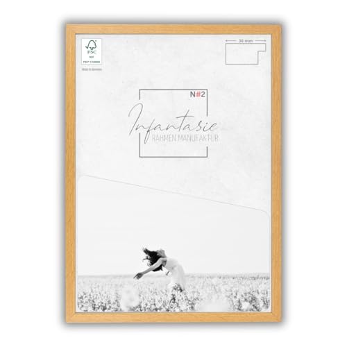 Infantasie 'N°2' Bilderrahmen 50x90 handgefertigt nach Maß | Eiche Windsor | MDF Holz-Design Collage Rahmen inkl. Kunstglas und Metall Aufhänger (Querformat & Hochformat) von Infantasie