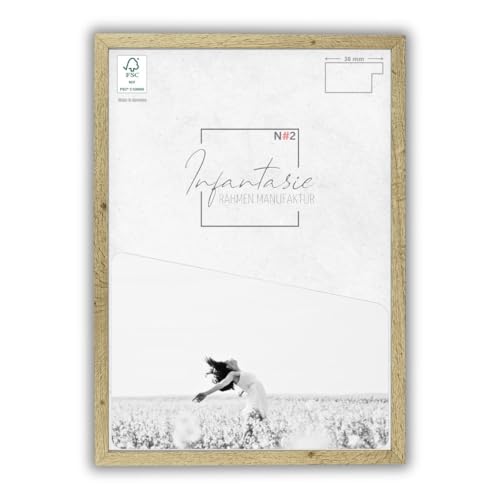 Infantasie 'N°2' Bilderrahmen 75x95 handgefertigt nach Maß | Wildeiche | MDF Holz-Design Collage Rahmen inkl. Kunstglas und Metall Aufhänger (Querformat & Hochformat) von Infantasie