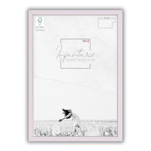 Infantasie 'N°2' Bilderrahmen DIN A4 21x29,7 handgefertigt nach Maß | Flieder Pastell | MDF Holz-Design Collage Rahmen inkl. Kunstglas und Metall Aufhänger (Querformat & Hochformat) von Infantasie
