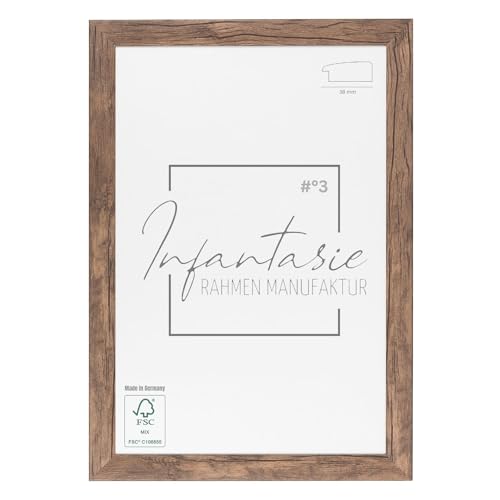 Infantasie 'N°3' Bilderrahmen 10x15 handgefertigt nach Maß | Eiche Dunkelbraun | MDF-Holz Design Collage Holzbilderrahmen inkl. Acrylglas und Metall Aufhänger (Querformat & Hochformat) von Infantasie